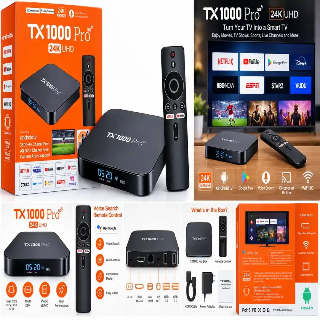 TX1000 Pro 5G Android TV Box 24K UHD TX - TX1000 Pro 5G Android TV Box 24K UHD - electronic device - buy online Bangladesh