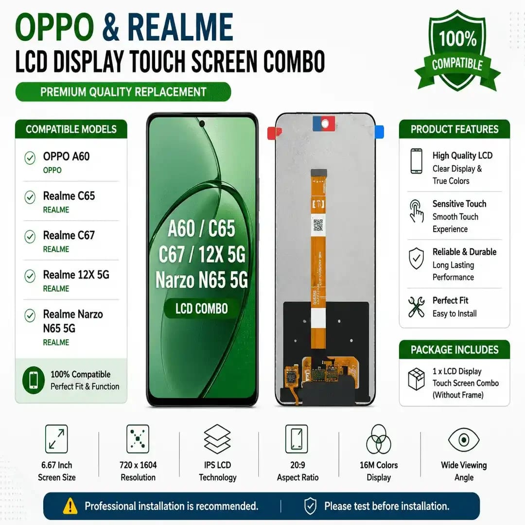 OPPO A60 / Realme C65 / C67 / 12X 5G / Narzo N65 5G LCD Display Touch Screen Combo Others / Non-Brand - OPPO A60 / Realme C65 / C67 / 12X 5G / Narzo N65 5G LCD Display Touch Screen Combo - Mobile Repair and Software - buy online Bangladesh